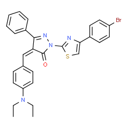 2-[4-(4-bromophenyl)-1,3-thiazol-2-yl]-4-[4-(diethylamino)benzylidene]-5-phenyl-2,4-dihydro-3H-pyrazol-3-one structure