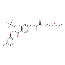 2-Ethoxyethyl 2-{[3-(3-methylphenoxy)-4-oxo-2-(trifluoromethyl)-4H-chromen-7-yl]oxy}propanoate structure