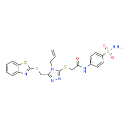 2-((4-allyl-5-((benzo[d]thiazol-2-ylthio)methyl)-4H-1,2,4-triazol-3-yl)thio)-N-(4-sulfamoylphenyl)acetamide structure
