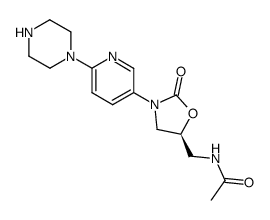 N-[(5S)-2-oxo-3-(6-piperazin-1-yl-pyridin-3-yl)-oxazolidin-5-ylmethyl]-acetamide Structure