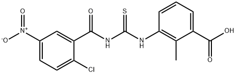 3-[[[(2-chloro-5-nitrobenzoyl)amino]thioxomethyl]amino]-2-methyl-benzoic acid结构式