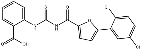 2-[[[[[5-(2,5-dichlorophenyl)-2-furanyl]carbonyl]amino]thioxomethyl]amino]-benzoic acid picture