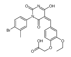 (4-{(E)-[1-(4-Bromo-3-methylphenyl)-2,4,6-trioxotetrahydro-5(2H)- pyrimidinylidene]methyl}-2-ethoxyphenoxy)acetic acid Structure