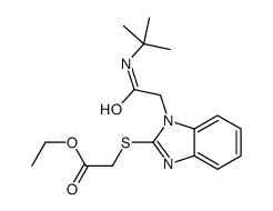 Acetic acid, [[1-[2-[(1,1-dimethylethyl)amino]-2-oxoethyl]-1H-benzimidazol-2-yl]thio]-, ethyl ester (9CI) structure