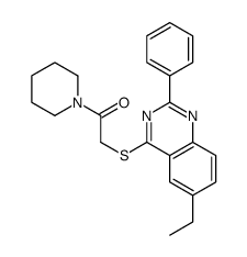 Piperidine, 1-[[(6-ethyl-2-phenyl-4-quinazolinyl)thio]acetyl]- (9CI) structure