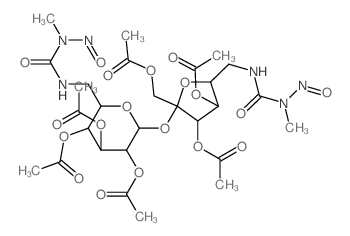 a-D-Glucopyranoside,1,3,4-tri-O-acetyl-6-deoxy-6-[[(methylnitrosoamino)carbonyl]amino]-b-D-fructofuranosyl6-deoxy-6-[[(methylnitrosoamino)carbonyl]amino]-, 2,3,4-triacetate (9CI) structure