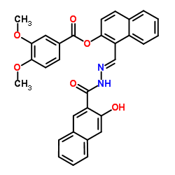 1-{(E)-[(3-Hydroxy-2-naphthoyl)hydrazono]methyl}-2-naphthyl 3,4-dimethoxybenzoate结构式