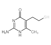 2-amino-6-methyl-5-(2-sulfanylethyl)-1H-pyrimidin-4-one结构式