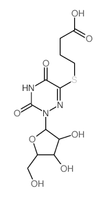 Butanoic acid,4-[(2,3,4,5-tetrahydro-3,5-dioxo-2-b-D-ribofuranosyl-1,2,4-triazin-6-yl)thio]-结构式