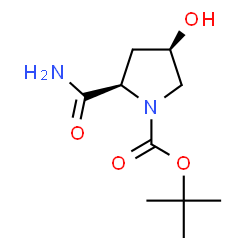 (2R,4R)-2-氨基甲酰基-4-羟基吡咯烷-1-羧酸叔丁酯结构式