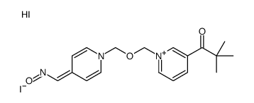 Pyridinium, 1-(((4-((hydroxyimino)methyl)pyridino)methoxy)methyl)-3-(3-methyl-1-oxobutyl)-, diiodide structure