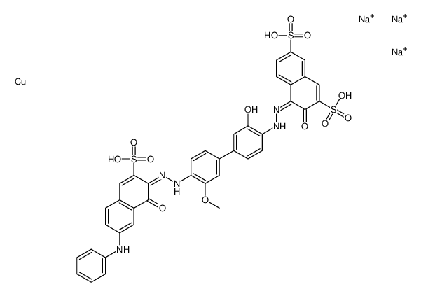 trisodium,(4Z)-4-[[4-[4-[(2E)-2-(7-anilino-1-oxo-3-sulfonaphthalen-2-ylidene)hydrazinyl]-3-methoxyphenyl]-2-hydroxyphenyl]hydrazinylidene]-3-oxonaphthalene-2,7-disulfonic acid,copper Structure