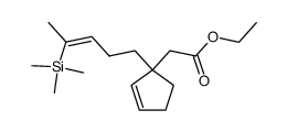 [1-((Z)-4-Trimethylsilanyl-pent-3-enyl)-cyclopent-2-enyl]-acetic acid ethyl ester Structure