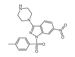1-(4-methylphenyl)sulfonyl-6-nitro-3-piperazin-1-ylindazole结构式