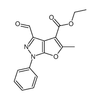4-ethoxycarbonyl-3-formyl-5-methyl-1-phenyl-furo [2,3-b]pyrazole结构式