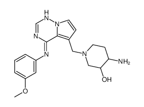 4-amino-1-[[4-(3-methoxyanilino)pyrrolo[2,1-f][1,2,4]triazin-5-yl]methyl]piperidin-3-ol Structure