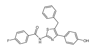N-[5-benzyl-4-(4-hydroxy-phenyl)-thiazol-2-yl]-4-fluoro-benzamide结构式