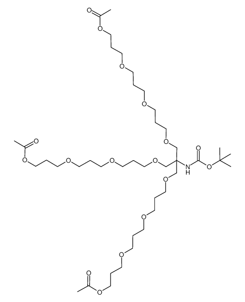 tris(13-acetoxy-2,6,10-trioxatridecyl)-N-(tert-butyloxycarbonyl)methylamine Structure