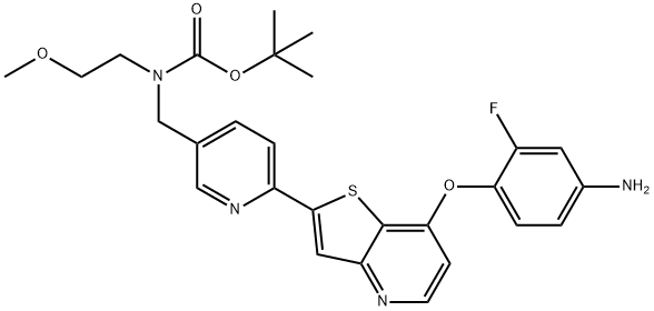 4-[[2-[5-[[Boc(2-methoxyethyl)amino]methyl]-2-pyridyl]-7-thieno[3,2-b]pyridyl]oxy]-3-fluoroaniline Structure