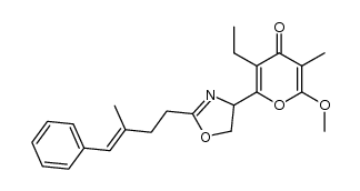 (E)-3-ethyl-6-methoxy-5-methyl-2-(2-(3-methyl-4-phenylbut-3-en-1-yl)-4,5-dihydrooxazol-4-yl)-4H-pyran-4-one Structure