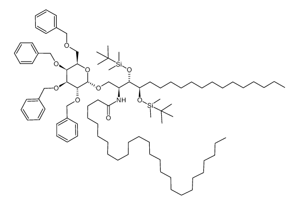(2S,3S,4R)-3,4-bis-tert-butyldimethylsilyloxy-2-hexacosanoylamino-1-(2,3,4,6-tetra-O-benzyl-α-D-galactopyranosyl)octadecane Structure