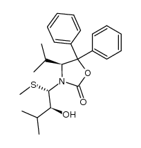 (S)-3-((1S,2S)-2-hydroxy-3-methyl-1-methylsulfanyl-butyl)-4-isopropyl-5,5-diphenyl-oxazolidin-2-one结构式