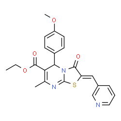 ethyl 5-(4-methoxyphenyl)-7-methyl-3-oxo-2-(3-pyridinylmethylene)-2,3-dihydro-5H-[1,3]thiazolo[3,2-a]pyrimidine-6-carboxylate Structure