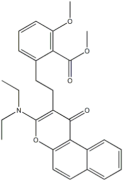 2-(2-(3-(二乙氨基)-1-氧代-1H-苯并[F]色烯-2-基)乙基)-6-甲氧基苯甲酸甲酯结构式