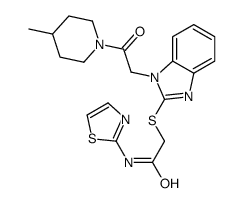 Acetamide, 2-[[1-[2-(4-methyl-1-piperidinyl)-2-oxoethyl]-1H-benzimidazol-2-yl]thio]-N-2-thiazolyl- (9CI)结构式