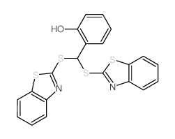 2-(bis(1,3-benzothiazol-2-ylthio)methyl)phenol structure