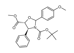 (4S,5R)-3-叔丁基 5-甲基 2-(4-甲氧基苯基)-4-苯基恶唑烷-3,5-二羧酸酯结构式