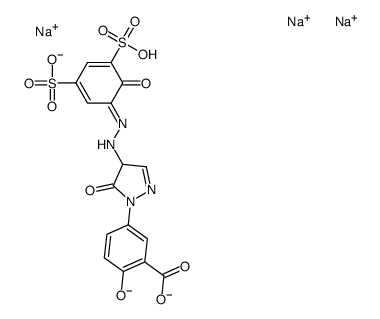 5-[[4,5-Dihydro-4-[(2-hydroxy-3,5-disulfophenyl)azo]-5-oxo-1H-pyrazol]-1-yl]-2-hydroxybenzoic acid trisodium salt Structure