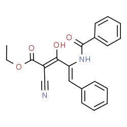 ETHYL 4-(BENZOYLAMINO)-2-CYANO-3-HYDROXY-5-PHENYL-2,4-PENTADIENOATE结构式