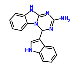 4-(1H-Indol-3-yl)-4,10-dihydro[1,3,5]triazino[1,2-a]benzimidazol-2-amine结构式