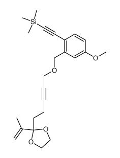 10-<3-(4-((trimethylsilyl)ethynyl)anisyl)>-2-methyl-9-oxa-1-decen-6-yn-3-one ethylene ketal结构式