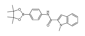 1-methyl-N-(4-(4,4,5,5-tetramethyl-1,3,2-dioxaborolan-2-yl)phenyl)-1H-indole-2-carboxamide结构式