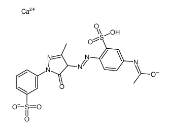 calcium 5-acetamido-2-[[4,5-dihydro-3-methyl-5-oxo-1-(3-sulphonatophenyl)-1H-pyrazol-4-yl]azo]benzenesulphonate结构式