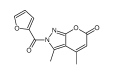 2-(furan-2-carbonyl)-3,4-dimethylpyrano[2,3-c]pyrazol-6-one Structure