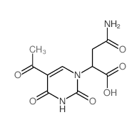 2-(5-acetyl-2,4-dioxo-pyrimidin-1-yl)-3-carbamoyl-propanoic acid structure
