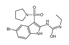 1-(5-bromo-3-pyrrolidin-1-ylsulfonyl-1H-indol-2-yl)-3-ethylurea结构式