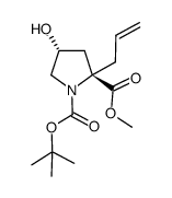 2-allyl-4-hydroxy-pyrrolidine-1,2-dicarboxylic acid 1-tert-butyl ester 2-methyl ester结构式