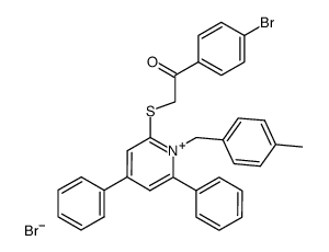 2-((2-(4-bromophenyl)-2-oxoethyl)thio)-1-(4-methylbenzyl)-4,6-diphenylpyridin-1-ium bromide Structure