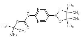2-(叔丁氧羰基氨基)嘧啶-5-硼酸频哪醇酯结构式