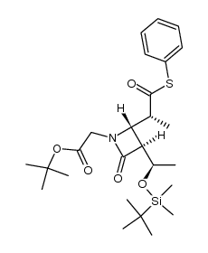 (3S,4S)-1-(tert-butoxycarbonylmethyl)-3-[(1R)-1-tert-butyldimethylsilyloxyethyl]-4-[(1R)-1-phenylthiocarbonylethyl]-2-azetidinone Structure