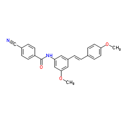 Benzamide, 4-cyano-N-[3-methoxy-5-[(1E)-2-(4-methoxyphenyl)ethenyl]phenyl]- structure