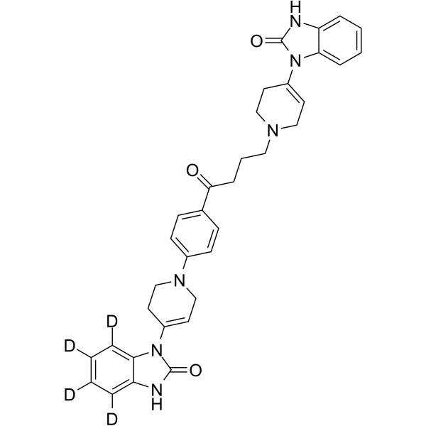 4-Desfluoro-4-[4-(2-Oxo-2,3-dihydro-1H-benzimidazol-1-yl)-3,6-dihydropyridin-1(2H)-yl] Droperidol-d4结构式