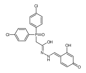 2-bis(4-chlorophenyl)phosphoryl-N'-[(E)-(2-hydroxy-4-oxocyclohexa-2,5-dien-1-ylidene)methyl]acetohydrazide Structure