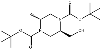 di-tert-Butyl (2R,5R)-2-(hydroxymethyl)-5-methylpi perazine-1,4-dicarboxylate... Structure