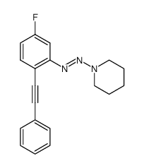 (E)-1-((5-fluoro-2-(phenylethynyl)phenyl)diazenyl)piperidine结构式