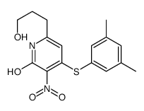 4-(3,5-dimethylphenyl)sulfanyl-6-(3-hydroxypropyl)-3-nitro-1H-pyridin- 2-one structure